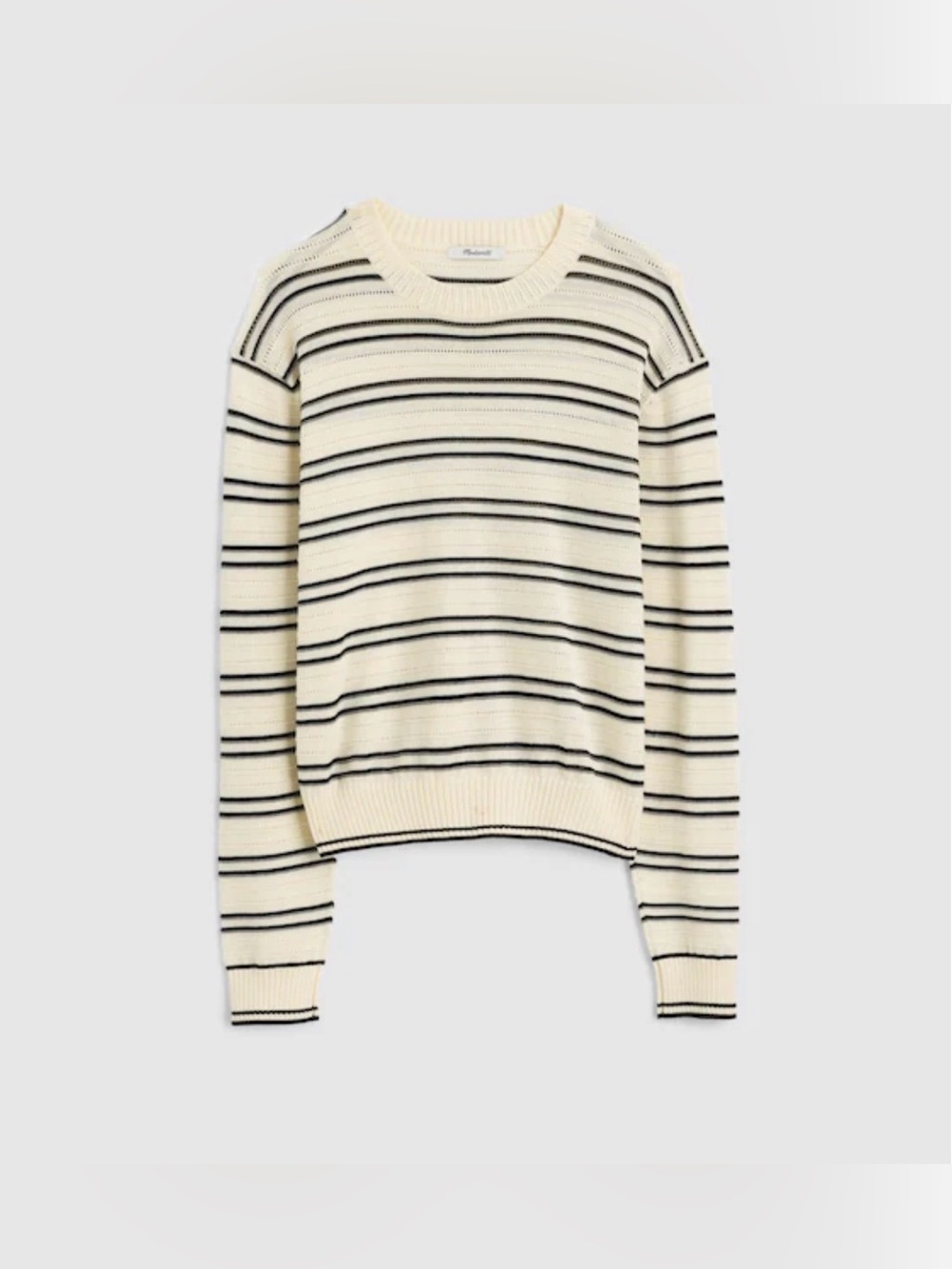 Madewell. The Striped Textured-Stitch Crewneck Sweater in 100% Cotton.XXS.NWT.